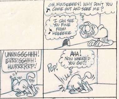 Jim Davis | Garfield - Original ’Sunday’ comic Art - Preliminary gag - (1990) | Catawiki