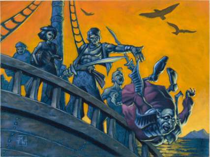 Matthew Wilson Magic: The Gathering Mercadian Masques "Coastal Piracy" Card Painting Original Art (Wizards of the Coast, 1999)... | Heritage