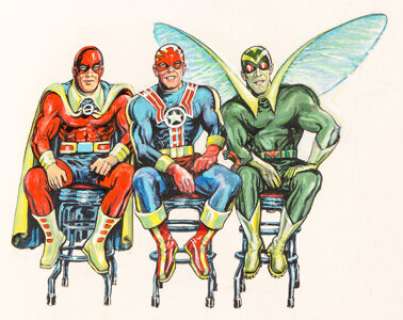 c. - Joe Simon - Stuntman, Fighting American, The Fly Illustration Original Art ( 2000). ...