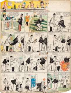 Opper, Frederick Burr - Frederick Burr Opper Happy Hooligan Sunday Comic Strip with Katzenjammer References Hand-Tinted Origin...