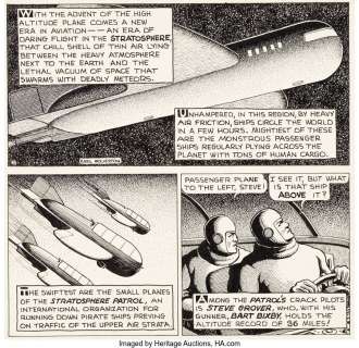 Wolverton, Basil - Basil Wolverton Steve Grover of the Stratosphere Patrol #1 Unpublished Demo Comic Strip Original Art (1936)....