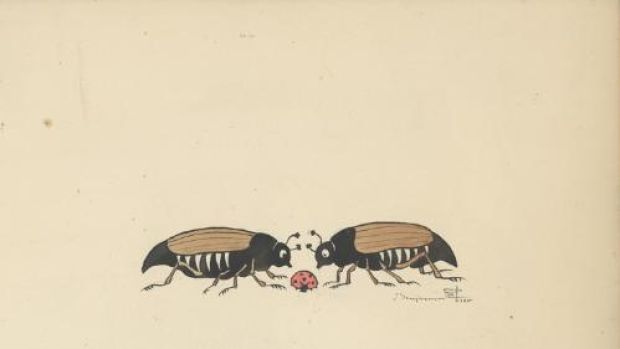Benjamin Rabier | Illustration d’une coccinelle et de deux scarabés | Galerie 9ème Art