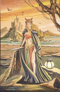 Magnin, Florence | Magnin, Florence - Dessin original couleur - La Prêtresse au château | Catawiki