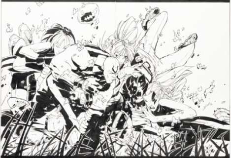 Bachalo, Chris - Chris Bachalo and Mark Irwin X-Men: Age of Apocalypse #3 Double Splash Page 2-3 Original Art (Marvel, 2005).... (Total: 2 Original Art)