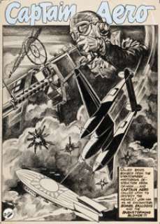 Rudy Palais Captain Aero #24 Splash Page 1 Original Art (Continental, 1945).