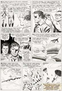 Jack Kirby, Howard Purcell, and Mike Esposito (as Mickey Demeo) Strange Tales #143 Nick Fury Story Page 12 Original Art (Marvel, 1966).