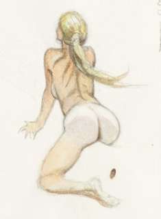 Frank Frazetta Wild Ride Nude Female and Horse Preliminary Study Original Art (c. 1984). | Heritage