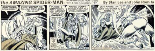 John Romita Jr. and John Romita Sr. The Amazing Spider-Man Daily Comic Strip Original Art dated 2-25-77 (Marvel Comics/Register & Tribune Syndicate Inc., 1977). | Heritage