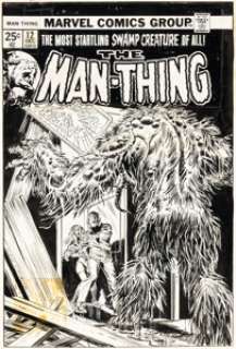 Gil Kane and John Romita Sr. Man-Thing #12 Cover Original Art (Marvel, 1974).