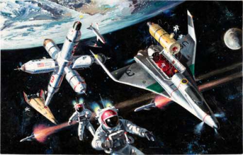 Robert McCall Original Visionary Space Artwork Titled "Heavy Traffic" (1970). | Heritage