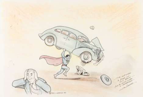 Joe Shuster Action Comics #1 Cover Re-Creation Illustration Original Art (undated).