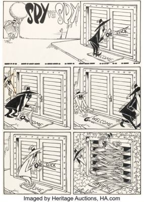 Antonio Prohías MAD #170 "Spy vs. Spy" Complete 1-Page Story Original Art (EC, 1974).