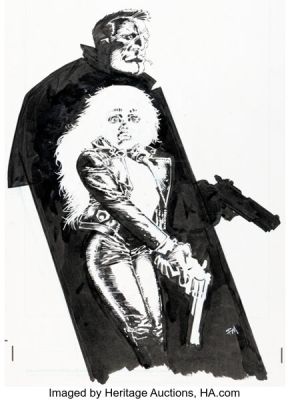 Frank Miller Sin City: Booze, Broads, & Bullets Back Cover Original Art (Dark Horse, 1998).