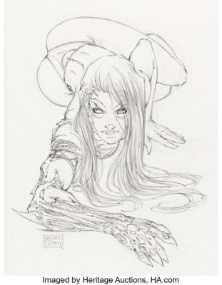 Michael Turner Witchblade Spring Pin-Up Comic #1 Variant Cover Pencils Original Art (Image/Top Cow, 1997). | Heritage