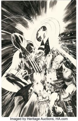Jim Lee Captain America Annual #8 Wolverine Cover Re-Creation Original Art (2018). | Heritage