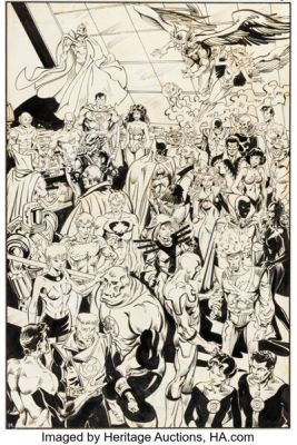 Joe Staton and Ian Gibson Millennium #1 Splash Page 14 Original Art and Production Material (DC, 1987). (Total: 2 Items)