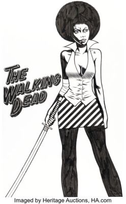 Jim Rugg The Walking Dead #101 Michonne Variant Cover Original Art (Image, 2012).