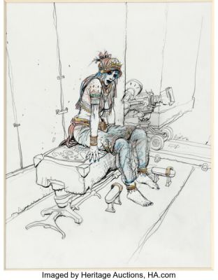 Enki Bilal - Bleu Sang Illustration Original Art (1994). | Heritage