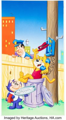 Top Cat RARE One-of-a-Kind Original TC, Benny the Ball and Officer Dibble Concept Illustration Art for VHS Tape Cover - Gouache on 16.5" x 26.5" Board (Hanna-Barbera, c. 1980s). | Heritage