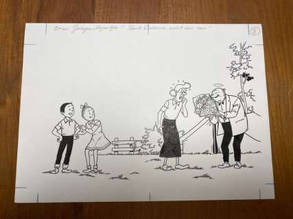 Geerts, Paul | Geerts, Paul - Dessin original - Bob & Bobette - Tante Sidonia wint een reis | Catawiki