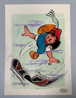 Dessin original couleur de KIKO pour son personnage FOUFI (ed. DUPUIS)… | misc / divers