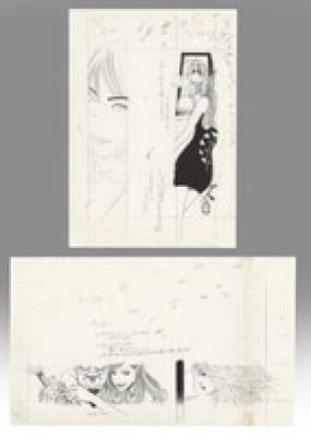 Two Hand-Drawn Manuscript by Masahiro Suematsu titled "Enchanting Nudes and Old Men." | Mandarake (Big Web)