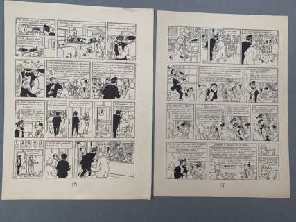 Hergé - 2 Print - Tintin - Objectif lune - Ensemble de 2 planches imprimées - verso blanc | Catawiki
