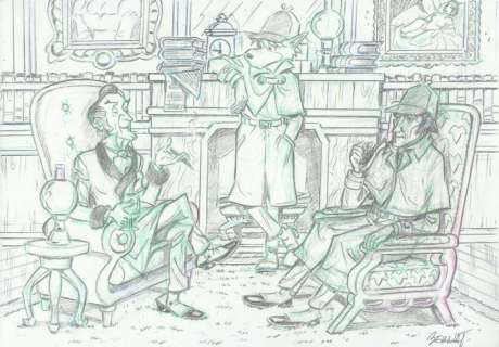 Bernat, Serrat - 1 Original drawing - Sherlock Holmes - Arthur Conan Doyle and 2 Sherlock Holmes | Catawiki