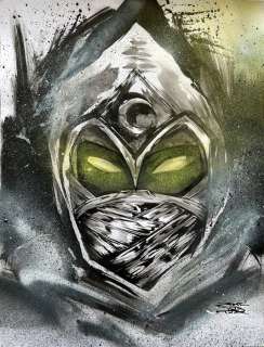 Antistatik - 1 acrylique sur Papier - Moon Knight - Street Art Painting - 65 x 50 cm - Original Artwork | Catawiki