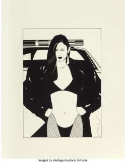 Patrick Nagel (American, 1945-1984) Untitled, Playboy interior illustration Acrylic on board 12 x 9 inches (30.5 x 2...
