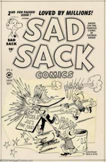 George Baker - Original Cover Art for Sad Sack #2 (Harvey, 1949). This is one of the funnier titles in Harvey‘s -