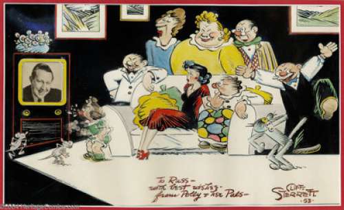 Cliff Sterrett - Polly and Her Pals Specialty Painting, Original Art (1953). Polly, Maw, Paw, and the rest of the - | Heritage