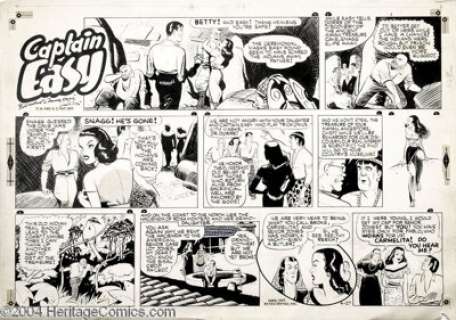 Walt Scott - Captain Easy Sunday Comic Strip Original Art, dated 4-27-47 (NEA, 1947). Captain Easy and Betty -