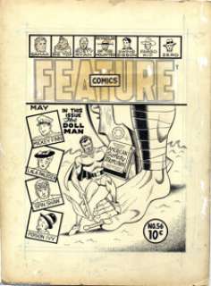 Gill Fox - Feature Comics #56 Cover Original Art (Quality Comics, 1942). Doll Man brings his own brand of - | Heritage
