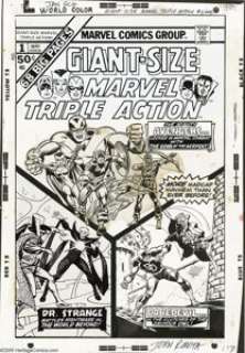 John Romita Sr. - Giant Size Marvel Triple Action #1 Cover Original Art (Marvel, 1975). All three panels in this - | Heritage