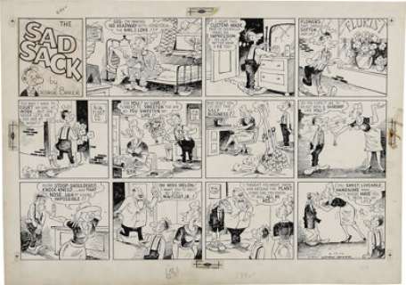 George Baker - Sad Sack Sunday Comic Strip Original Art, dated 4-13-52 (Bell Syndicate, 1952). The Sad Sack -