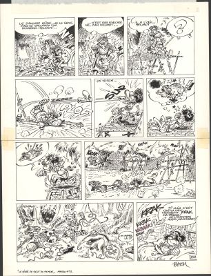 Batem | Le Marsupilami - Le Bébé du bout du monde (T.2) - Planche originale n°25, accompagnée de son calque de texte | Daniel Maghen