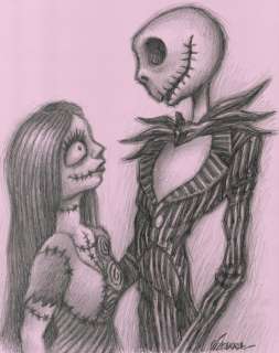 Joan Vizcarra - Jack Skellington & Sally [The Nightmare Before Christmas] - Original Drawing - Pencil on Paper | Catawiki