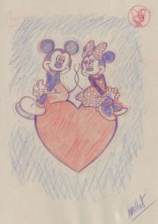 Millet - 1 Original colour drawing - Mickey and Minnie Mouse - Passion | Catawiki