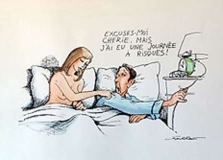 Serre, Claude - 1 Original colour drawing - Humour noir - Médecine "les risques professionnels" - 1990 | Catawiki