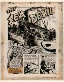 GRAHAM INGELS "THE SEA DEVIL" 1943 COMPLETE ORIGINAL COMIC STORY ART. | Hake’s