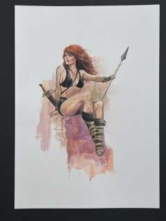 Apri Kusbiantoro - 1 Original colour drawing - Storm - Rothaar Kriegerin Farbige Illustration - Storm und Lemuria - 2018 | Catawiki