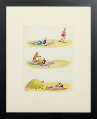 Lot 32 - HOVIV (René HOVIVIAN dit) (1929-2005) L’amour à la plage Aquarelle… | misc / divers