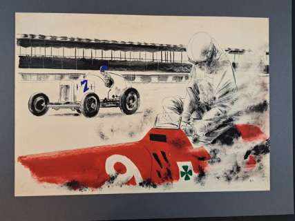 Crepax, Guido - 1 Original colour drawing - Ferrari 300 all’ora | Catawiki