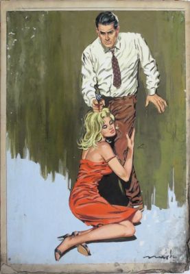 Rafael Cortiella | Original cover: Romántic – crime novel – Cortiella | Origin Of Comics