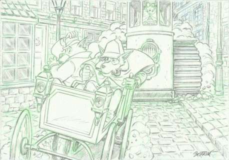 Bernat, Serrat - 1 Original drawing - Sherlock Holmes & Moriarty - Fleeing | Catawiki