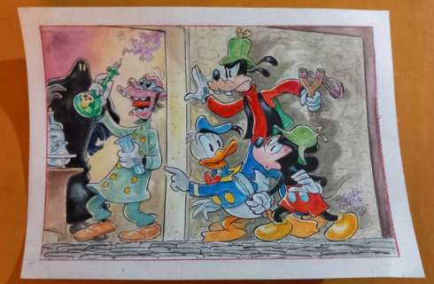 Alessandro Gottardo - 1 Watercolour - Donald Duck - "Tre investigatori contro le forze del male" - 2023 | Catawiki