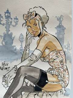 Meynet, Félix - 1 Original colour drawing - Mirabelle coquine à Paris | Catawiki