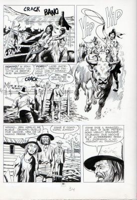 Renato Polese | Tavola originale per Storia Del West 67 ‘Vittoria Amara’. In precedenza Rodeo 153. Cm. 33 x 50 circa. Anno di esecuzione 1980. Pag.34. | Art e Fumetto