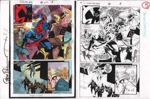 Steve Buccellato - Spider-Man 2099 13 P.5 - with B&W Stat - Signed - 1993